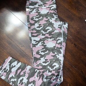 Fabletics Pink and Gray Camouflage Leggings